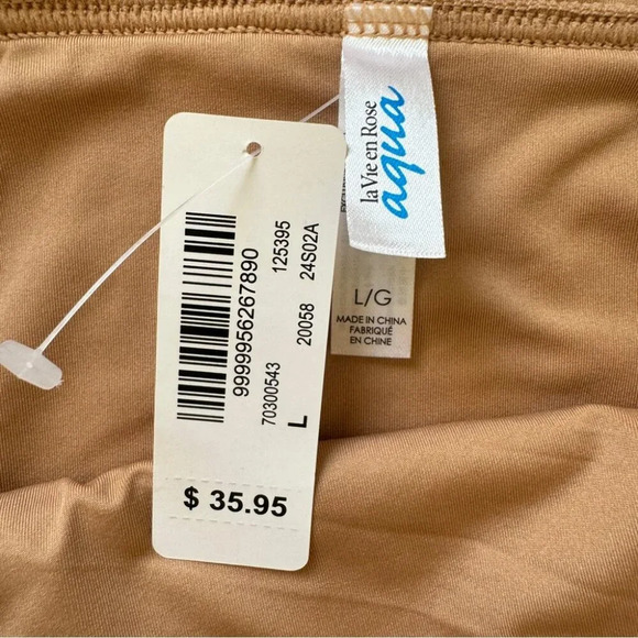 NWT La Vie En Rose Palm Beach High Waist Bikini Bottoms ONLY Gold Sand Sz L - Picture 6 of 12